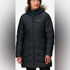 Marmot Montreal Women's Black Puffer Jacket with Removable Fur Hood. Sz. S.